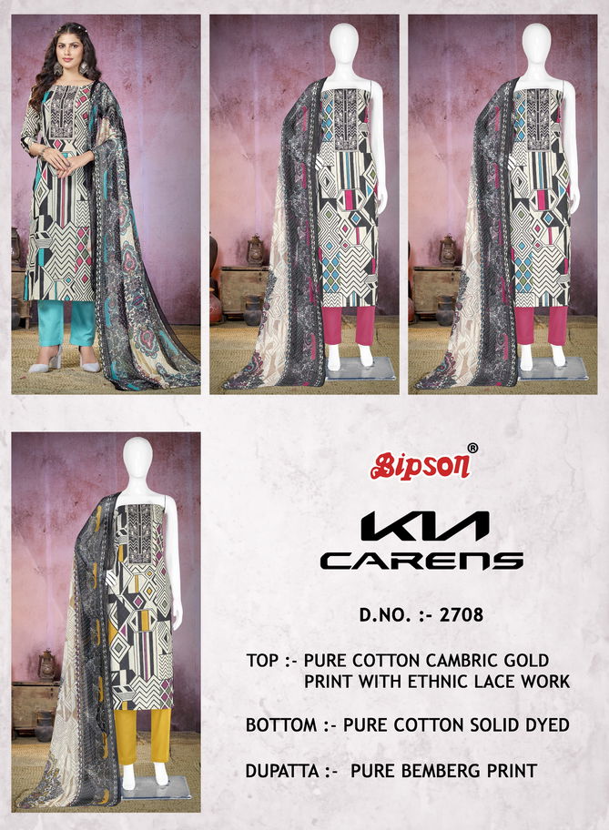 Kia Carens 2708 By Bipson Embroidery Cotton Non Catalog Dress Material Wholesale Online	